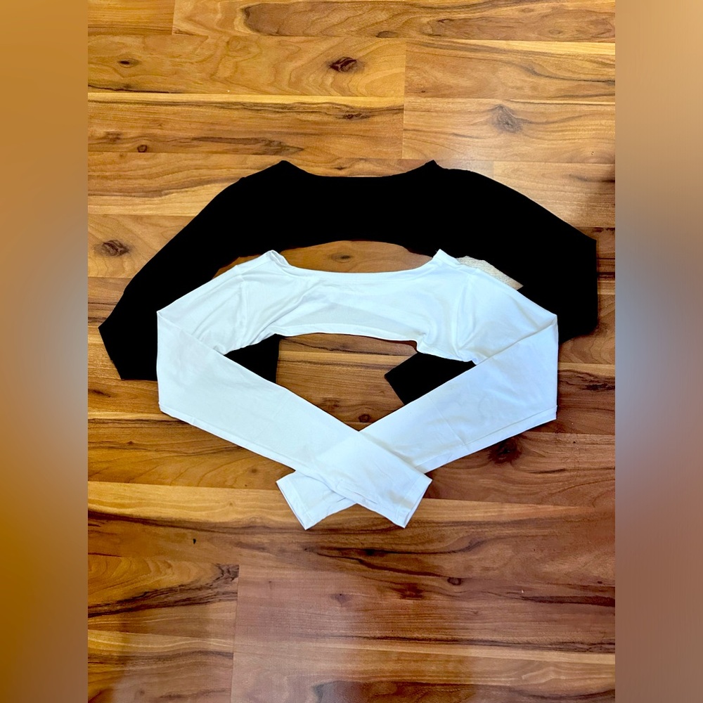 2 Pieces Women's Long Sleeve Crop Tops Cutout